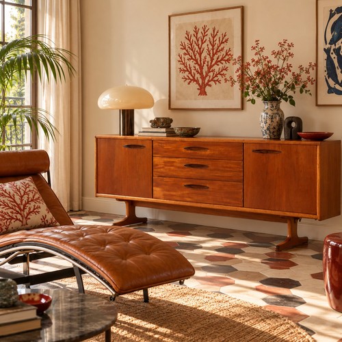 Vintage sideboard teak veneer - vintage,