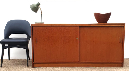 Low vintage teak - sliding, door